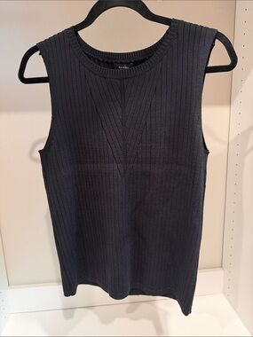 Halogen Black Ribbed Sleeveless Knit Tank